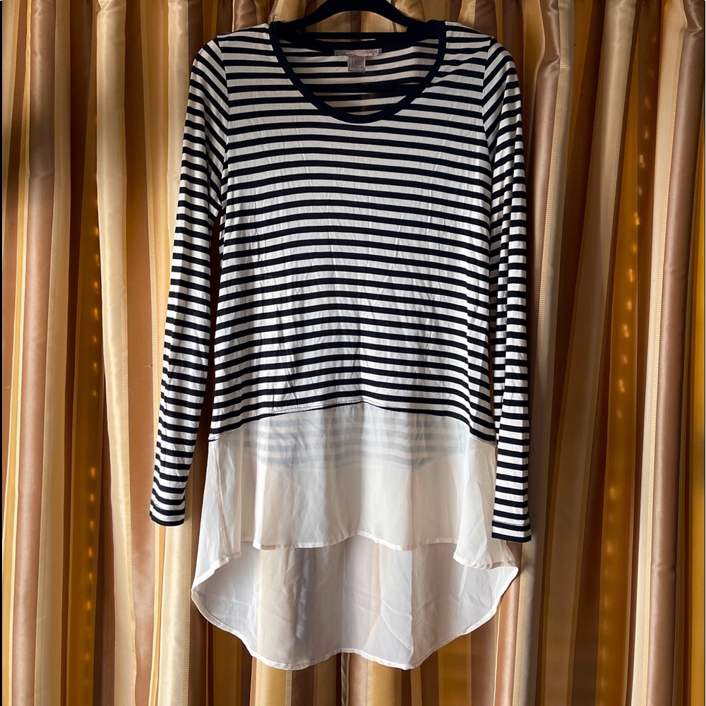 Love 21 striped top size Large, with sheer insert